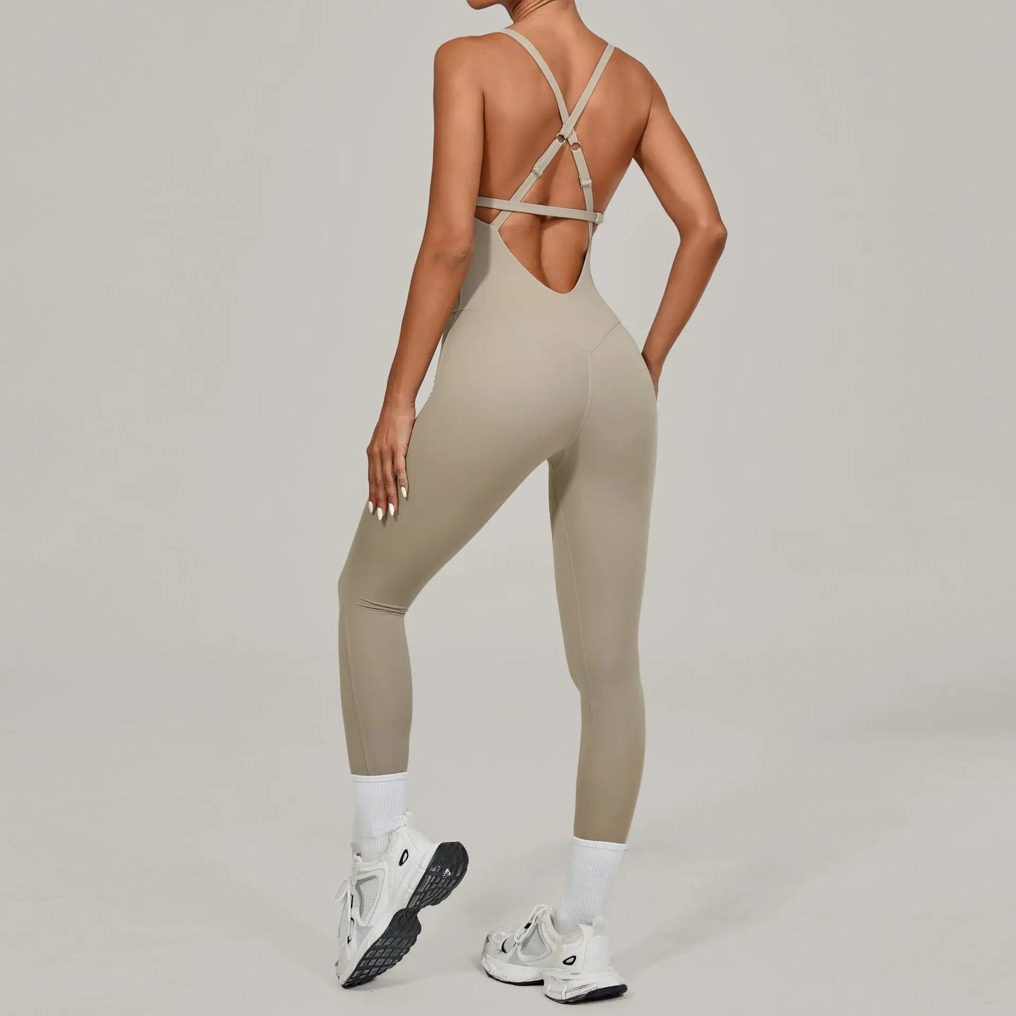 Sexy Cross Hollow Backless Gym Tight Jumpsuit Women Sport Outfit One Pieces Workout Clothes Sleeveless Yoga Fitness Overalls New