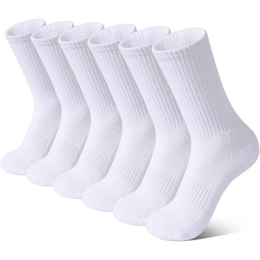 6 Pairs Crew Socks for Boys and Girls: Athletic Cushioned Hiking Socks Ideal for Warm Weather Soft Comfortable Running Socks Pe