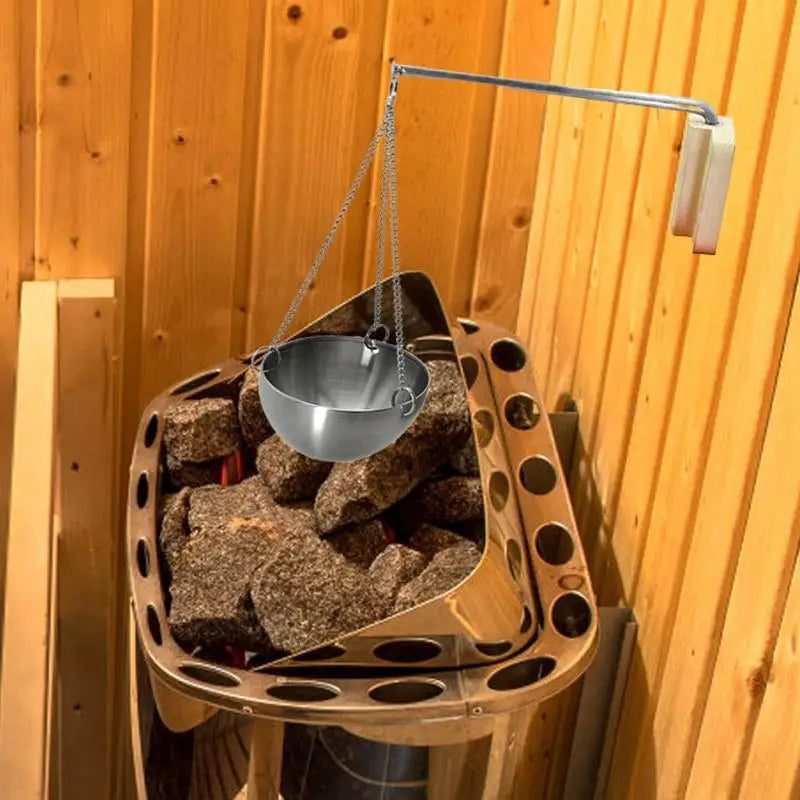 SPA Sauna Aromatherapy Oil Bowl Steam Stainless Steel Sauna Bowl Aroma Cup Essential Oil Heating pot Sauna Room Necessary Access