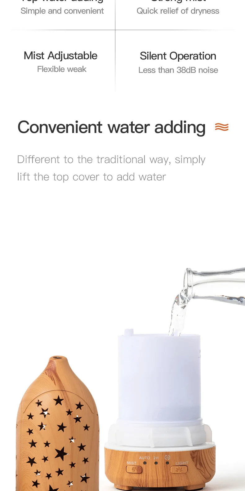 Ultrasonic Essential Oil Diffuser with LED lights 100ml Water Tank Adjustable Cool Mist Modes for Aromatherapy and Humidifying