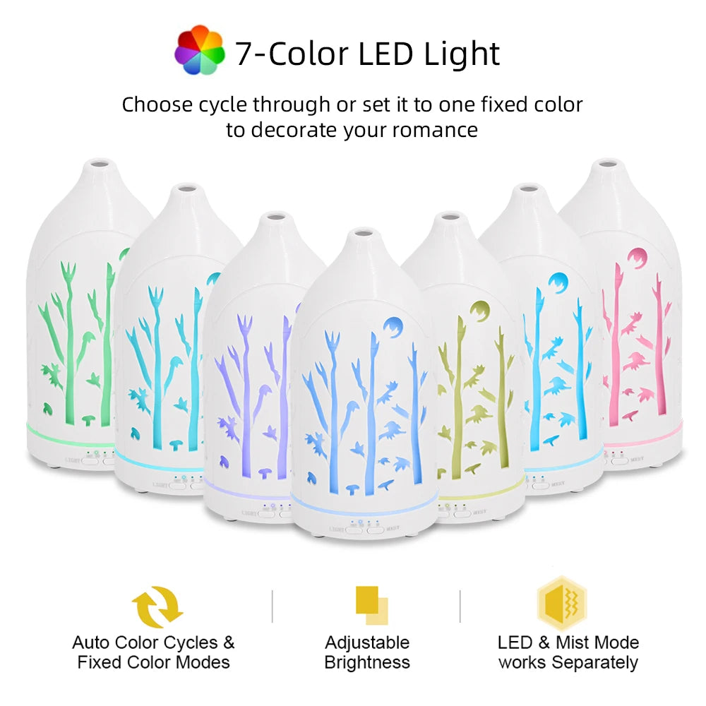 Aromatherapy Diffuser  7 Colors, 3 Oils, Auto-Off & Silent Operation  Perfect for Home & Office