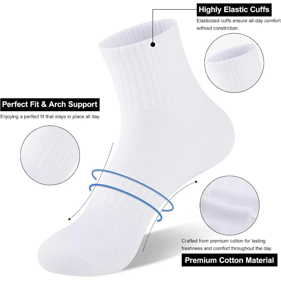 eallco Womens Ankle Socks Thin Cotton Crew Socks Athletic Quarter Above Ankle Gym Mini Crew 5 Pairs for Daily Wear Sports Train