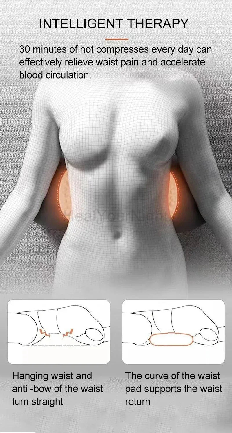 Waist Pillow Back Massage Protection Pad Massage Lying Flat Waist Relief Waist Support Heating Vibrating Back Massager
