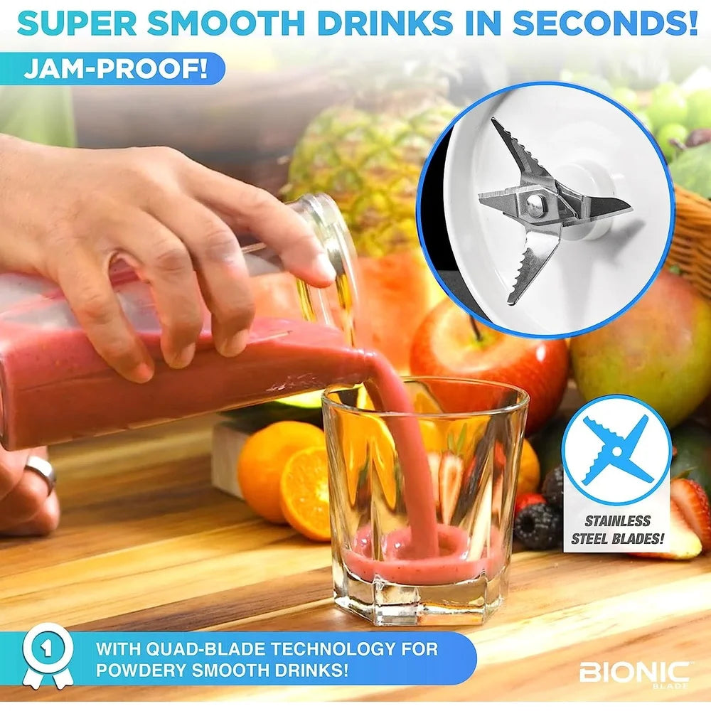 Portable Rechargeable Smoothie Blender Set with 6-point Stainless Steel Blades USB Charger BPA-free Bottle Juices Shakes Baby