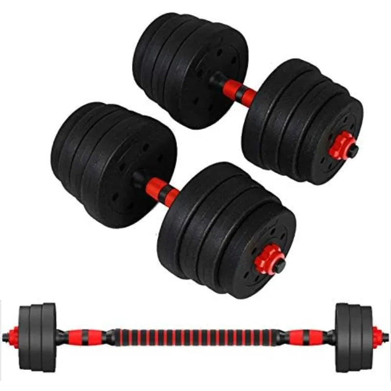 Adjustable Dumbbell Barbell Set (66LB) Weight with Connecting Rod 2 in 1 Home Body Workout Exercise Equipment for Men and Woman