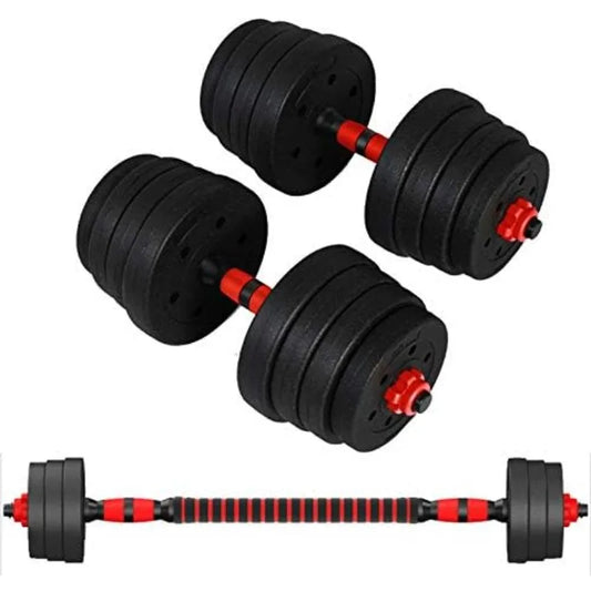 Adjustable Dumbbell Barbell Set (66LB) Weight with Connecting Rod 2 in 1 Home Body Workout Exercise Equipment for Men and Woman