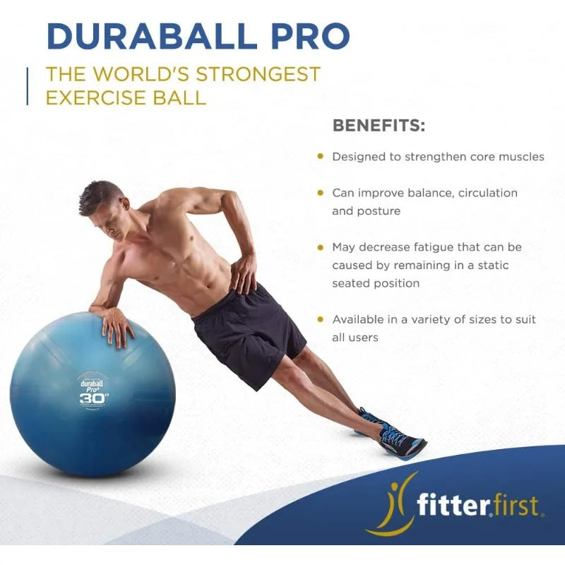 Fitterfirst Duraball Pro Exercise Ball - 75 Centimeter - Blue