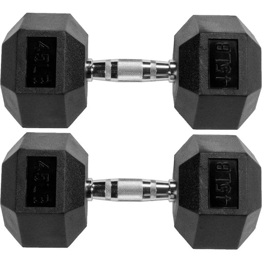 Rubber Encased Hex Dumbbell, Multiple Sizes