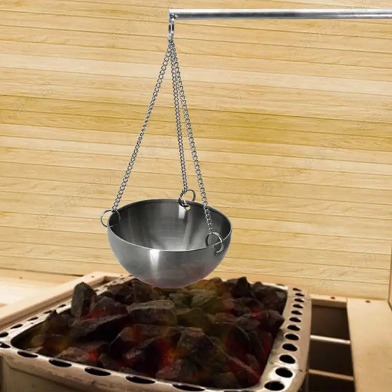 SPA Sauna Aromatherapy Oil Bowl Steam Stainless Steel Sauna Bowl Aroma Cup Essential Oil Heating pot Sauna Room Necessary Access