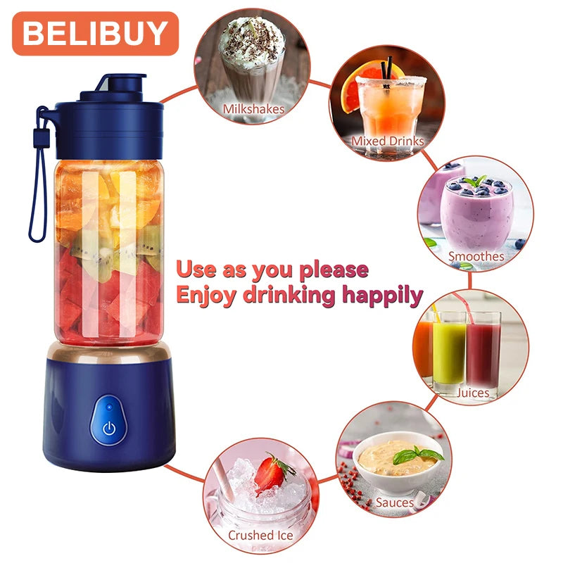 450ML Electric Juicer Cup 2 Cups For Travel Portable Juicer Mixer Usb Charge Fresh Fruit Juice Personal Blender Smoothie