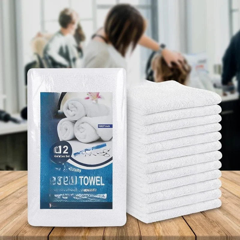 Pack of 12 ( 16 x 27 Inches) Highly Absorbent Towels for Hand, Salon,Gym, Beauty, Spa, and Home Hair Care (White)