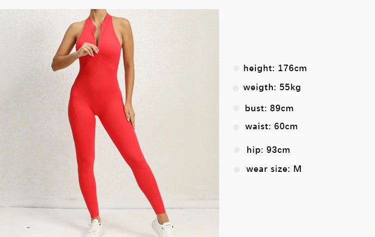 Sexy Hollow Backless Bodycon Scrunch Sport Jumpsuit Raises Butt Woman One Piece Gym Set Sleeveless Zipper Yoga Fitness Overalls