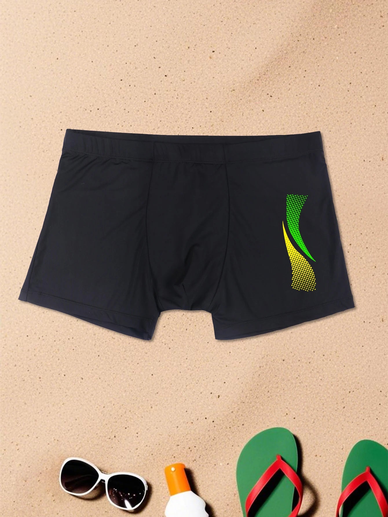 Swimming Trunks with Fashion Prints Men Quick Dry Beach Boxer Shorts with Drawstring Boy Swimwear Underpants