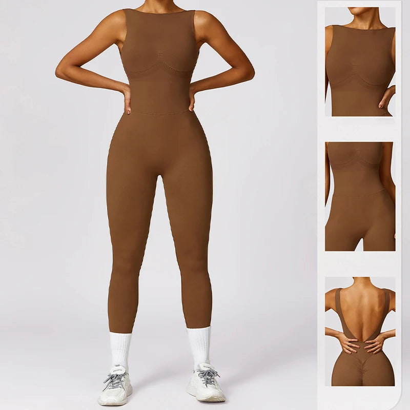 One-piece Suit Sporty Jumpsuit Gym Yoga Suit Backless Sportswear Pilates Tops Female Pack Sports Leggings Women Exercise Clothes