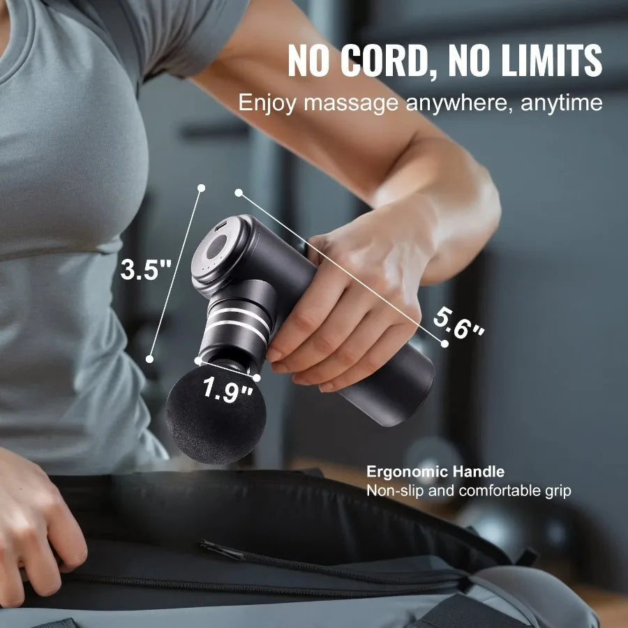 Massage Gun Deep Tissue Percussion Mini Muscle Massage Gun for Athletes - with 4 Speed Levels and 4 Massage s 12V 2500mAh Batt
