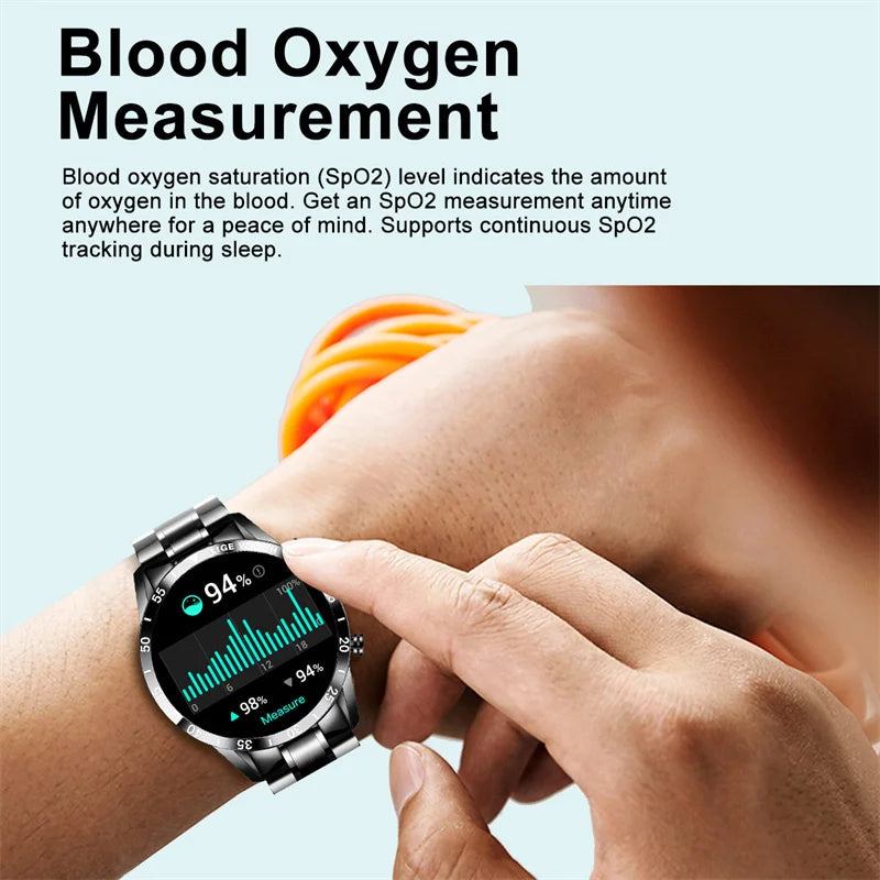 Stainless Steel Smart Watch Wrist Watch Mature Men Luxury Men Sport Fitness Bluetooth Call Mature Men's Smartwatch Outdoors