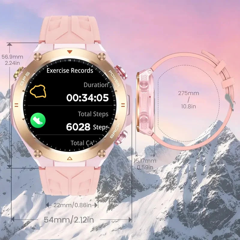 2025 Built-in GPS Women's Smart Watch Bluetooth Call 1ATM Waterpro Military Sports Fitness Tracker Smartwatch for Women