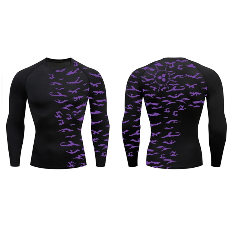 3D Print Compression Shirts for Men Athletic Quick Dry Tshirts Tops Gym Workout Fitness Undershirts Baselayers Anime Rash Guard