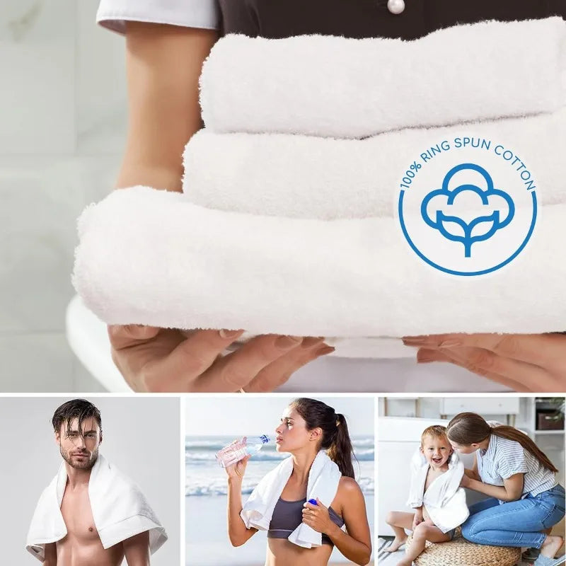 Bulk-Friendly Essentials Practical Cotton Towels  Economical 20" by 40" Multi-Purpose Towel  (White) - 36 Pack