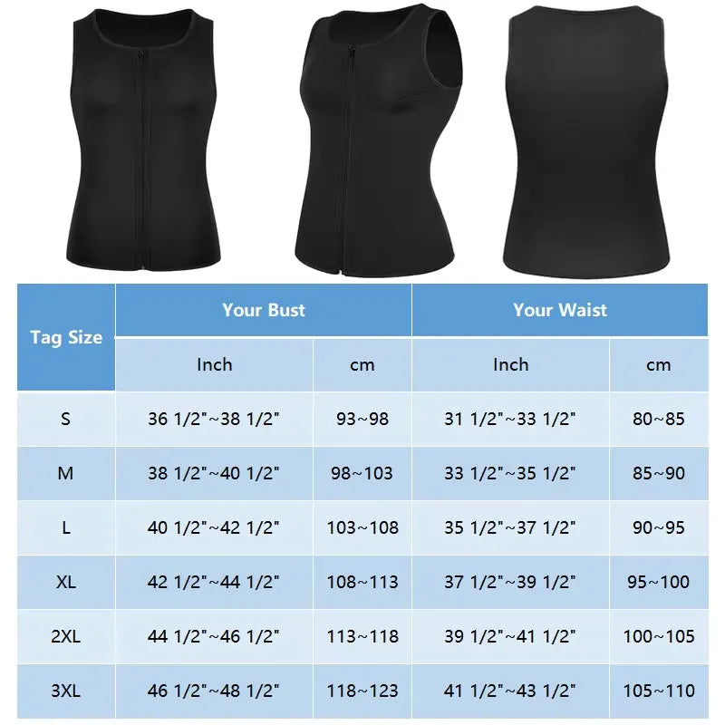 Men Body Shaper Zip Sauna Tank Top Workout Shirt Sauna Suit Plus Size Waist Trainer Vest for Weight Loss Neoprene Fitness Corset