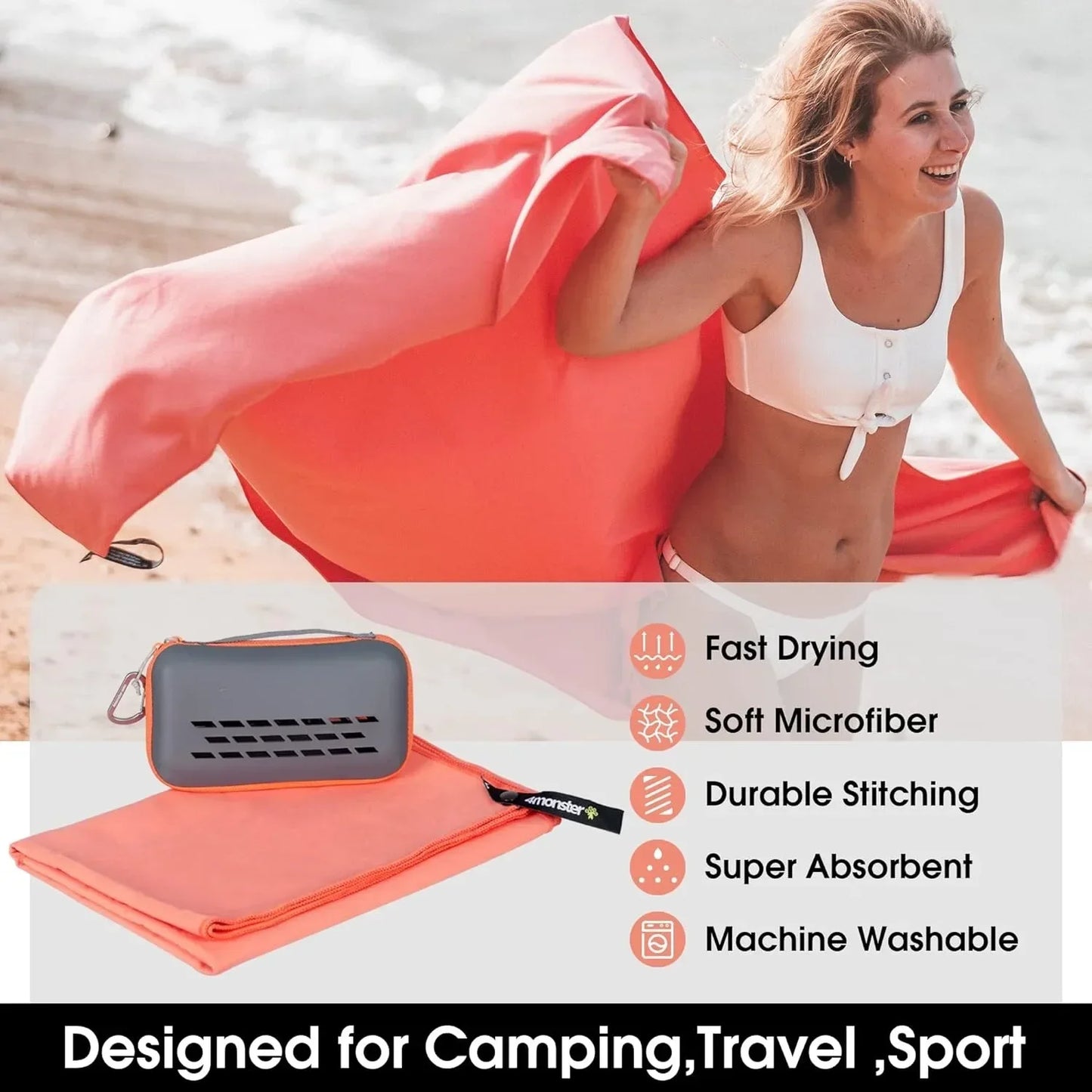 Super absorbent camping towel, fast drying Super soft travel towel, fast drying Super soft compact fitness towel