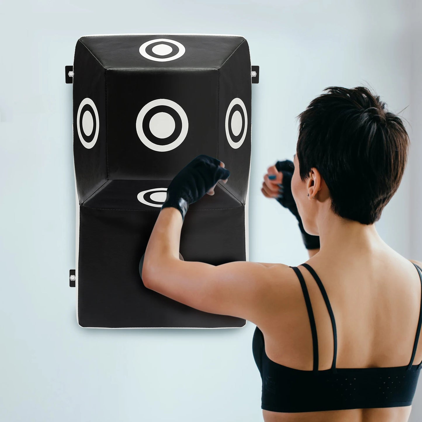 Wall Mount Uppercut Boxing Training Punching Target with Marking Points Black White PU Steel Sponge EVA Adult