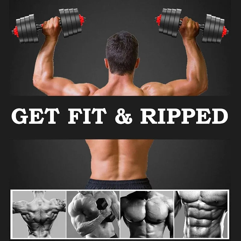 Adjustable Dumbbell Barbell Set (66LB) Weight with Connecting Rod 2 in 1 Home Body Workout Exercise Equipment for Men and Woman