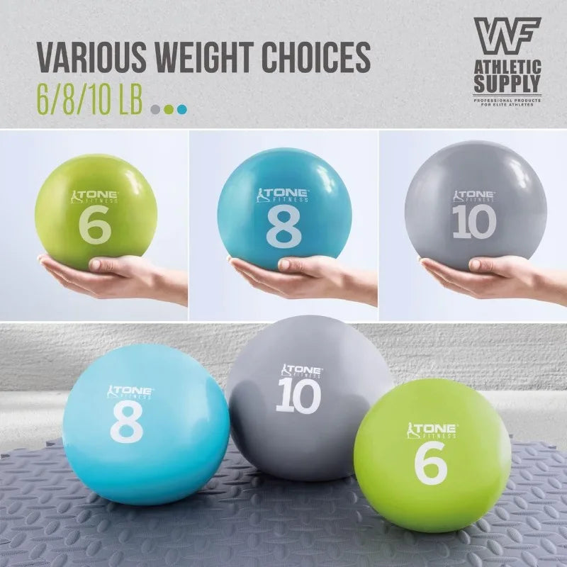 Soft Weighted Exercise Ball, Weighted Toning Ball, Soft Medicine Balls for Exercise, Yoga, Pair & Set with Rack