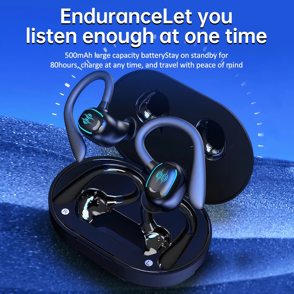 Wireless 50 Hours Bluetooth 5.3 Earphones with CVC Noise Cancelling Mic IPX7 Waterproof Sports Earbuds for Running