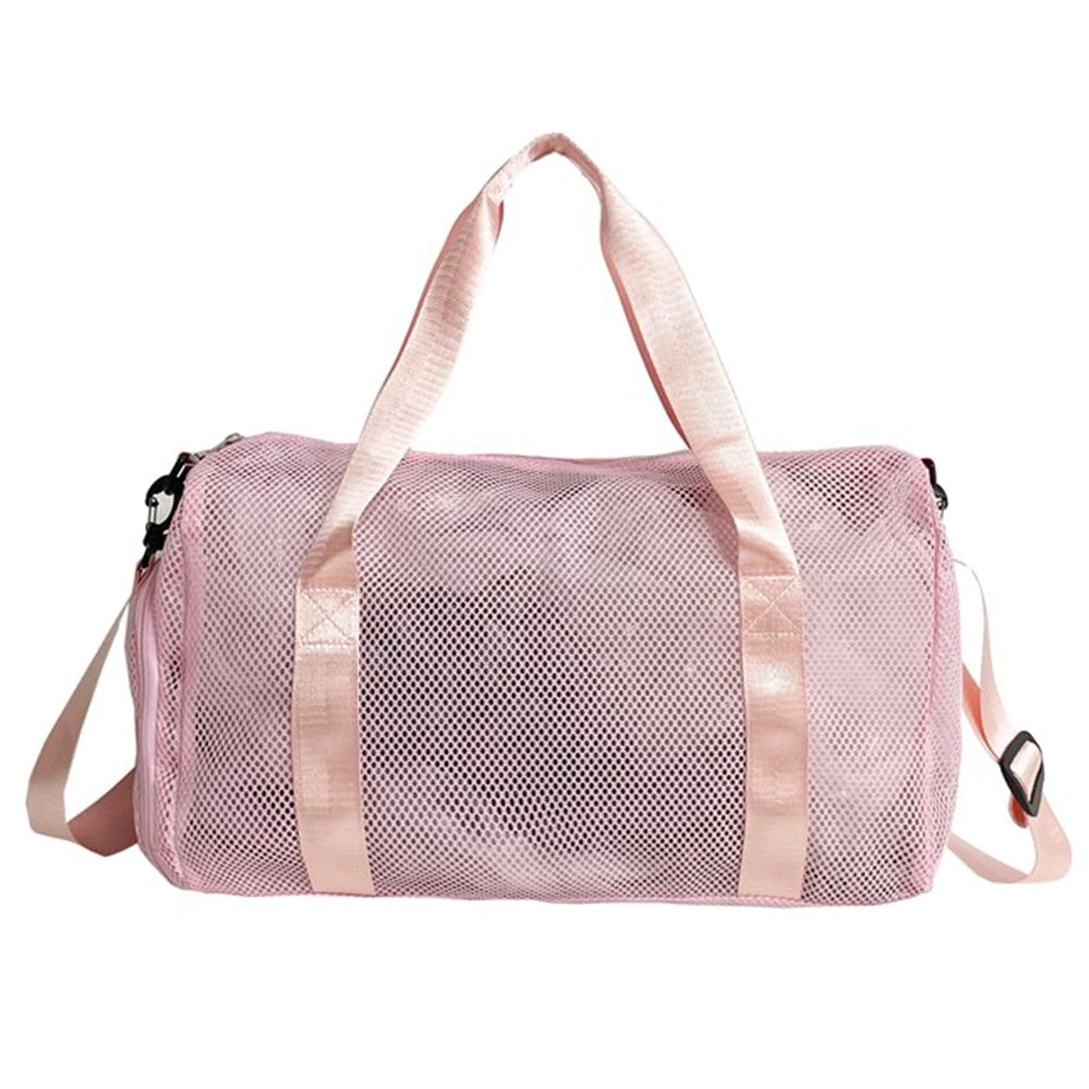Mesh Travel Duffle Bag Carry On Sport Bag with Shoe Compartment Fitness Messenger Bag Dry Wet Separation for Outdoor Travel