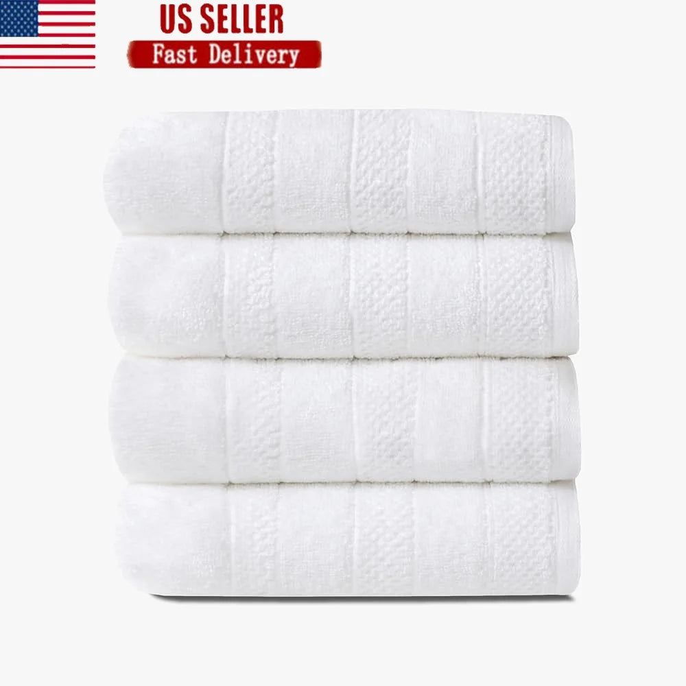 100 Premium Cotton Hand Towels Set of 4 Highly Absorbent Quick Dry Plush Soft Towels Bathroom Kitchen Gym Spa
