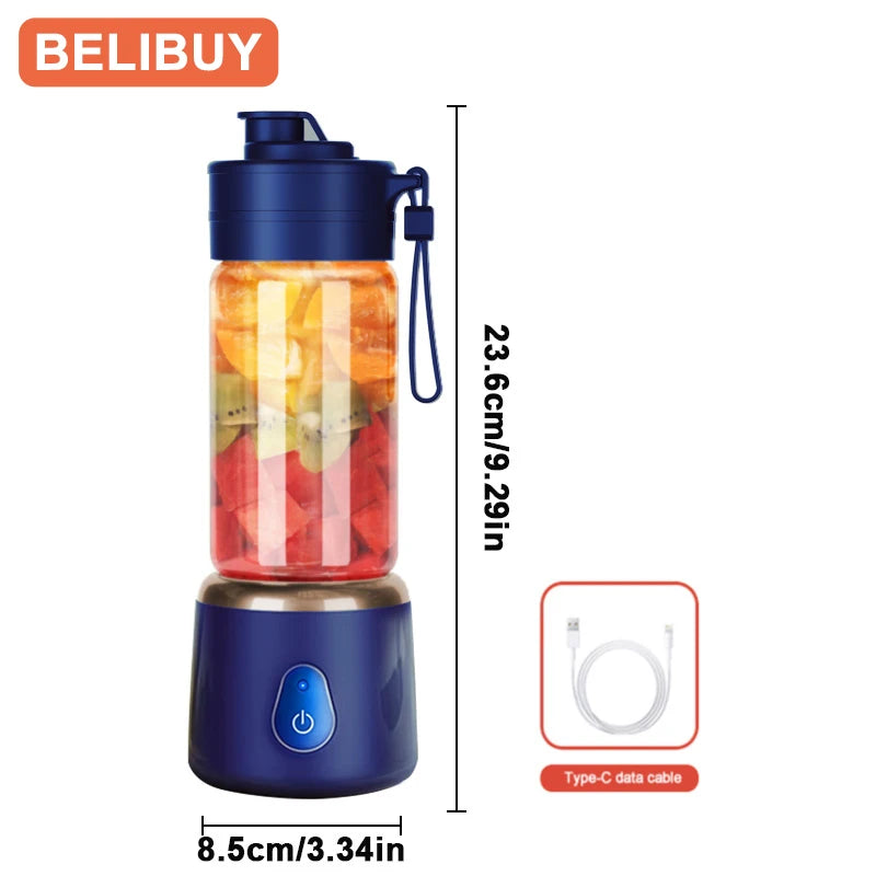 450ML Electric Juicer Cup 2 Cups For Travel Portable Juicer Mixer Usb Charge Fresh Fruit Juice Personal Blender Smoothie