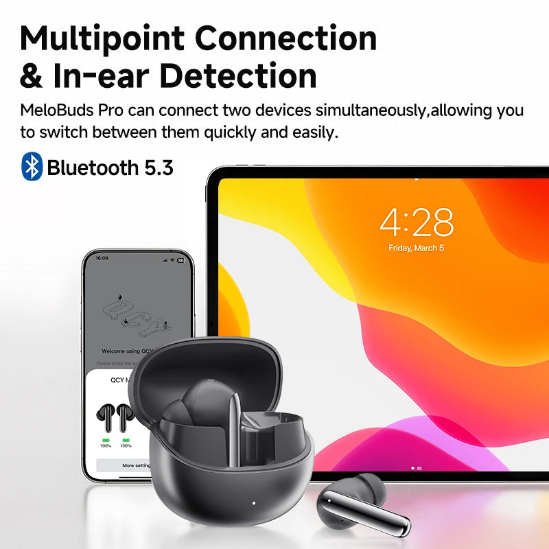 Wireless Bluetooth Earphones 46dB Hybrid ANC Hi-Res LDAC Bluetooth 5.3 Earbuds 6 Mic 34H Playtime