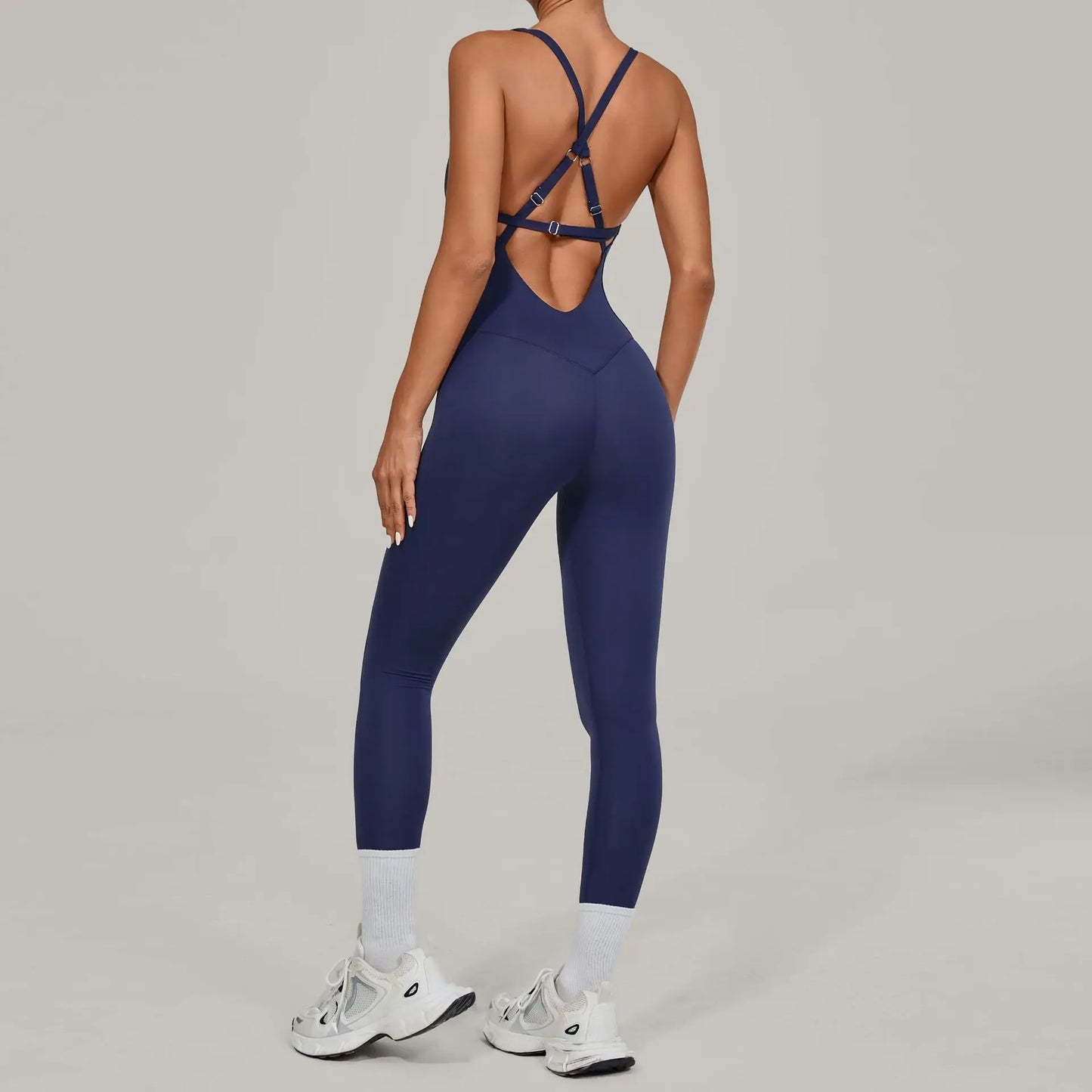 Sexy Cross Hollow Backless Gym Tight Jumpsuit Women Sport Outfit One Pieces Workout Clothes Sleeveless Yoga Fitness Overalls New