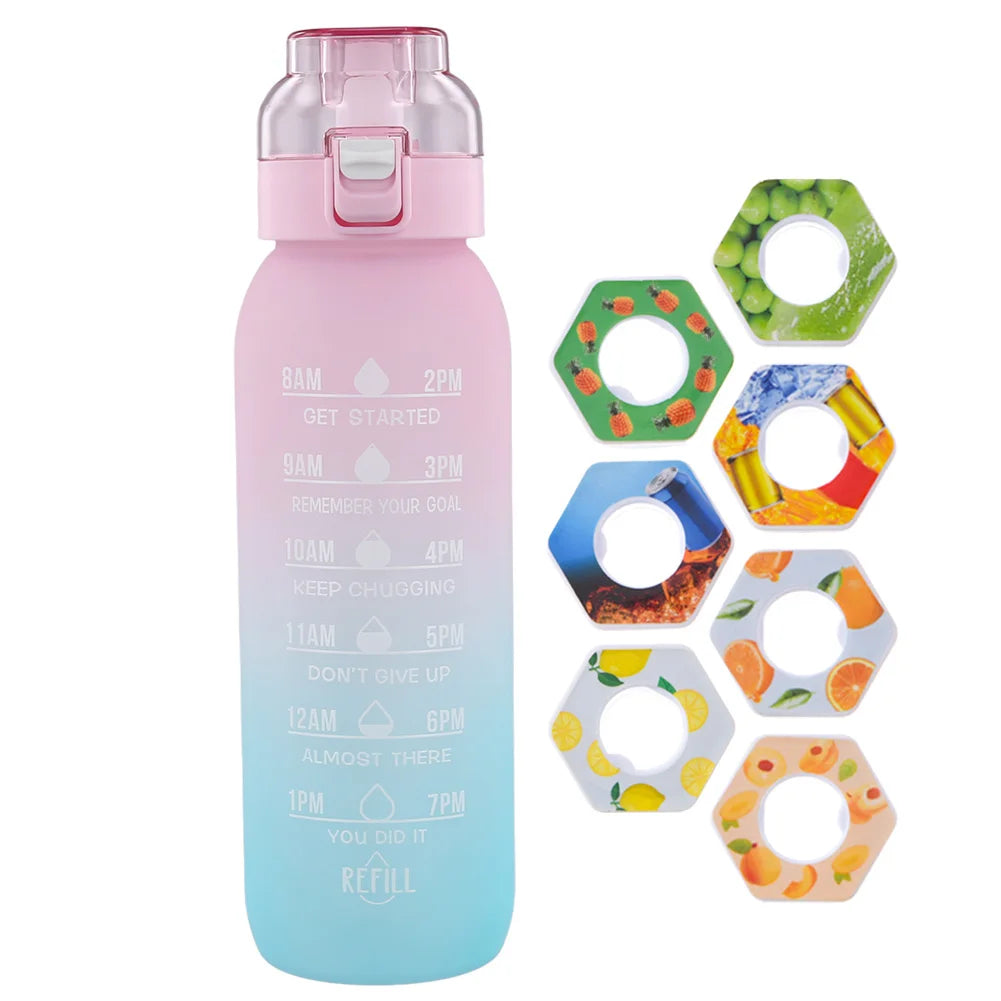 1000ML Fragrance Smelling Water Bottle Portable Air WaterUp Bottle Scent Straw Water Cup with 1/7 Flavor Pod for Outdoor Sports