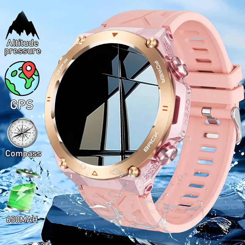 2025 Built-in GPS Women's Smart Watch Bluetooth Call 1ATM Waterpro Military Sports Fitness Tracker Smartwatch for Women