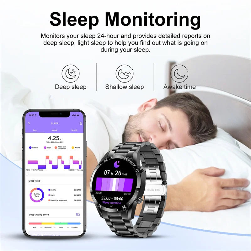 Stainless Steel Smart Watch Wrist Watch Mature Men Luxury Men Sport Fitness Bluetooth Call Mature Men's Smartwatch Outdoors