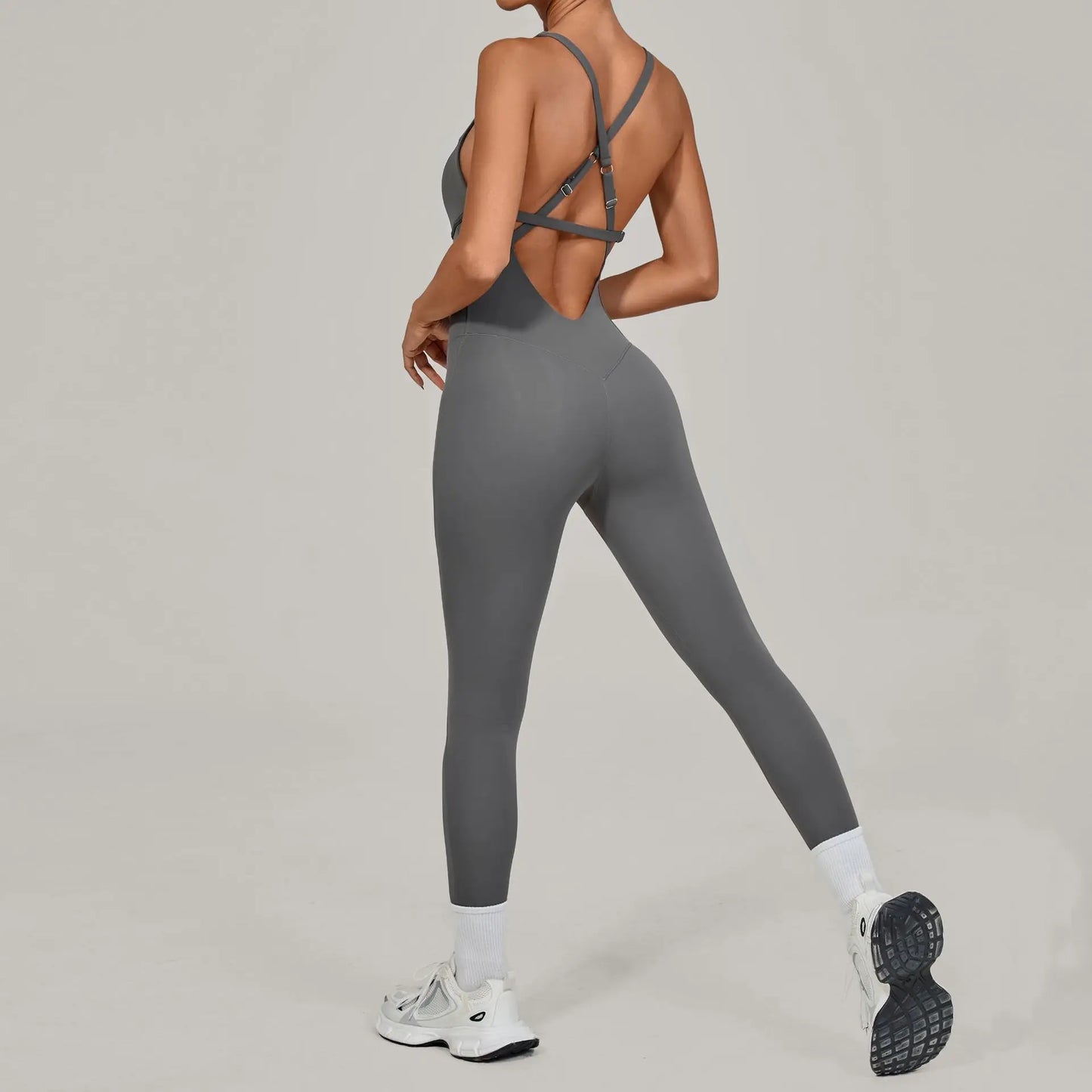 Sexy Cross Hollow Backless Gym Tight Jumpsuit Women Sport Outfit One Pieces Workout Clothes Sleeveless Yoga Fitness Overalls New