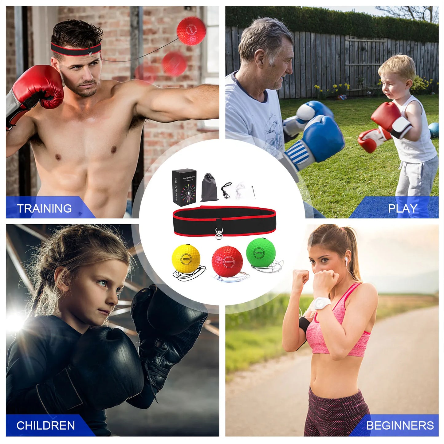 Boxing Speed Punch Ball with Headband Gym Exercise Boxing Ball Raising Reaction Adjustable for Hand-Eye Coordination Training