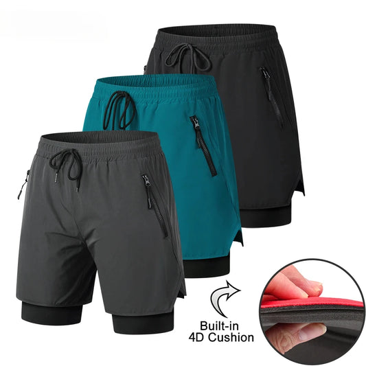 MTB Shorts Summer Men Cycling Shorts 2 in 1 Mountain Bike Padded Shorts Double Layer Downhill Bike Quick Dry Short Pants