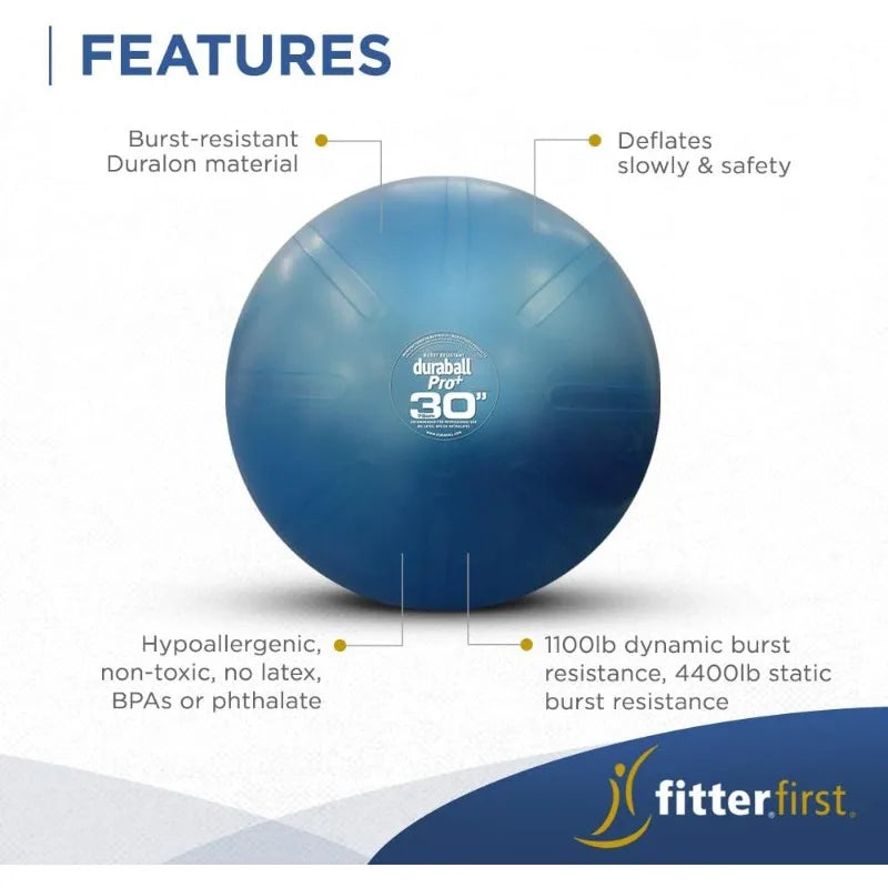 Fitterfirst Duraball Pro Exercise Ball - 75 Centimeter - Blue