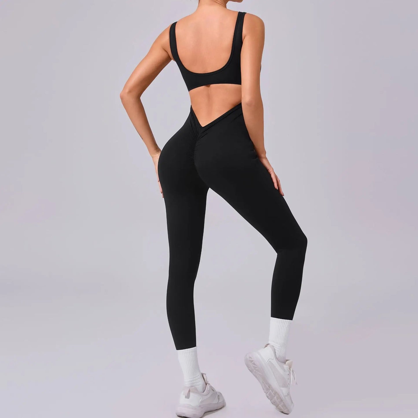 Sexy Back V Jumpsuit Gym Set Women Training Yoga Suit Sportswear Women Sports Jumpsuit Fitness Rompers Stretch Workout Bodysuits