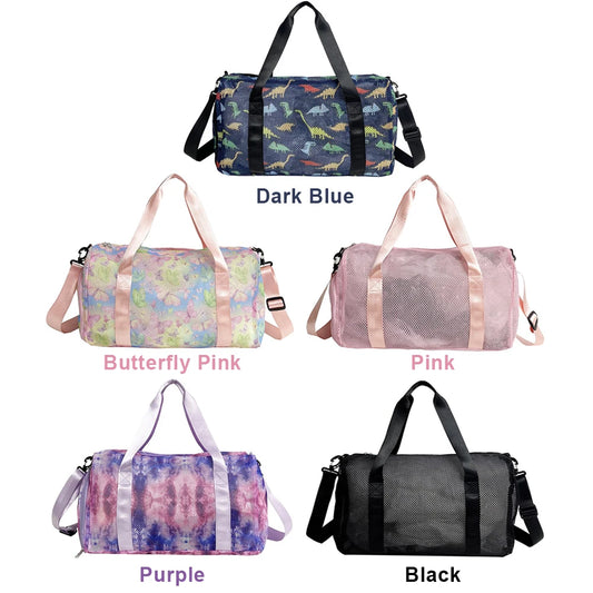 Mesh Travel Duffle Bag Carry On Sport Bag with Shoe Compartment Fitness Messenger Bag Dry Wet Separation for Outdoor Travel