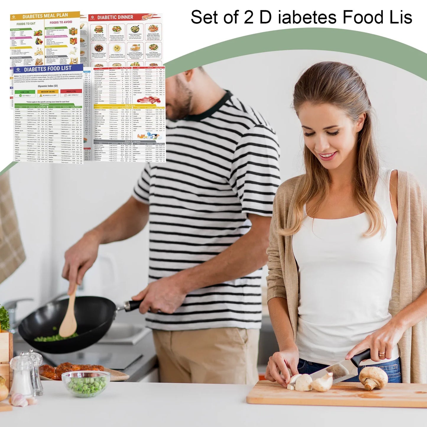 2 Set Diabetes Food List Unframed Serving Size Foods Healthy Grocery Foods Nutrition List Food Guide Laminated Meal Planner