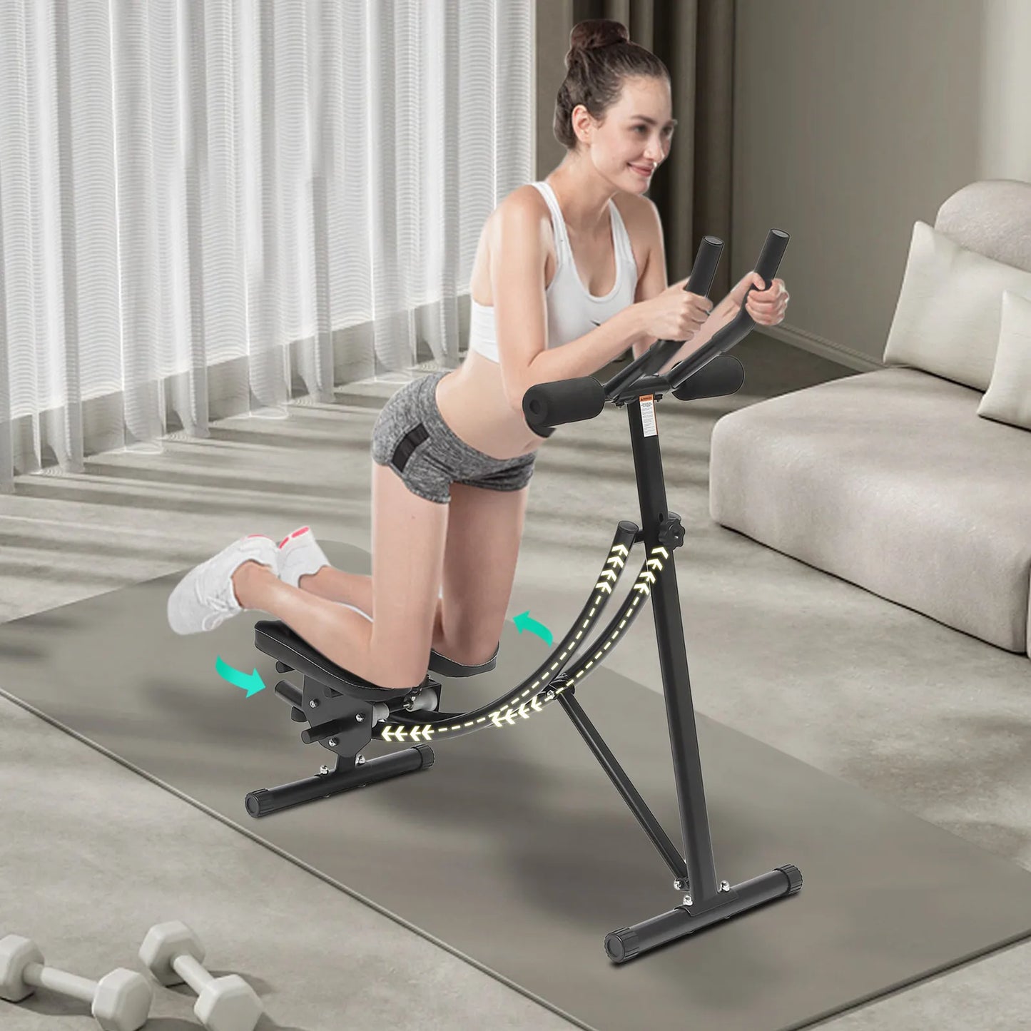 Ab Machine, 150kg/330lbs Weight Capacity, Foldable, Core & Abdominal Exercise Fitness Equipment for Home Gym
