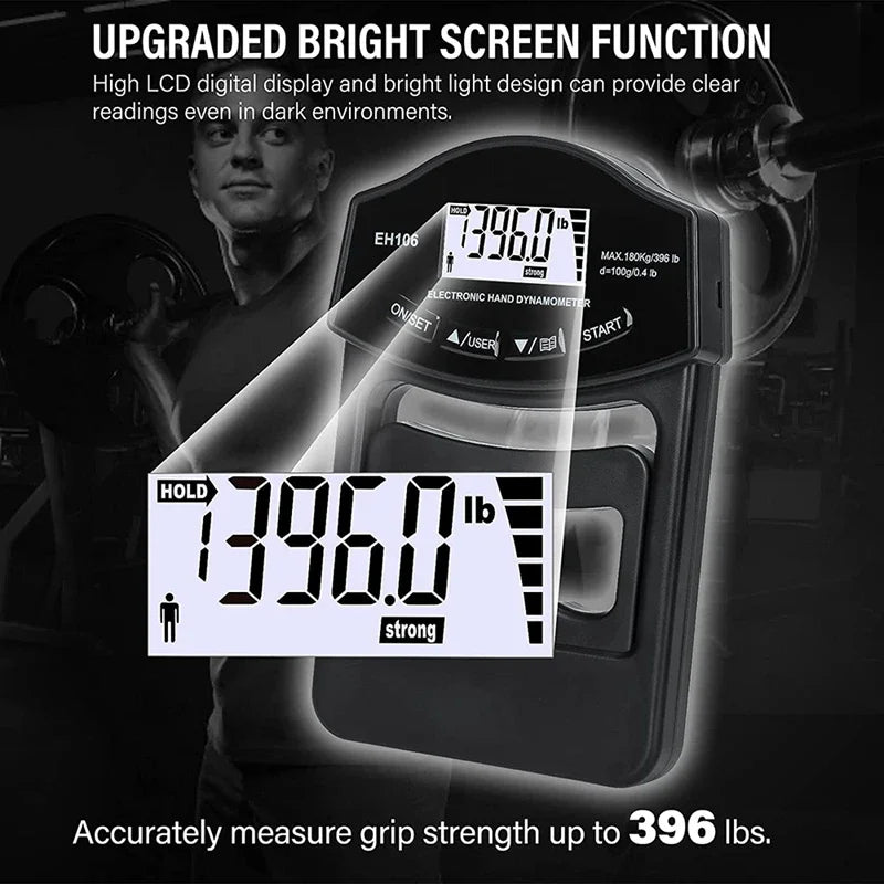 Electronic Grip Strength Tester 180kg Finger Gripper Strength Trainer With LCD Screen For Forearm Training Fitness Equipment