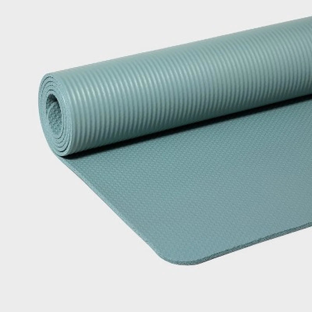 Yoga Mat 6mm High Tack Grip Nitrile Rubber Lightweight Cushioning Yoga Pilates Low Impact Exercises Home Studio