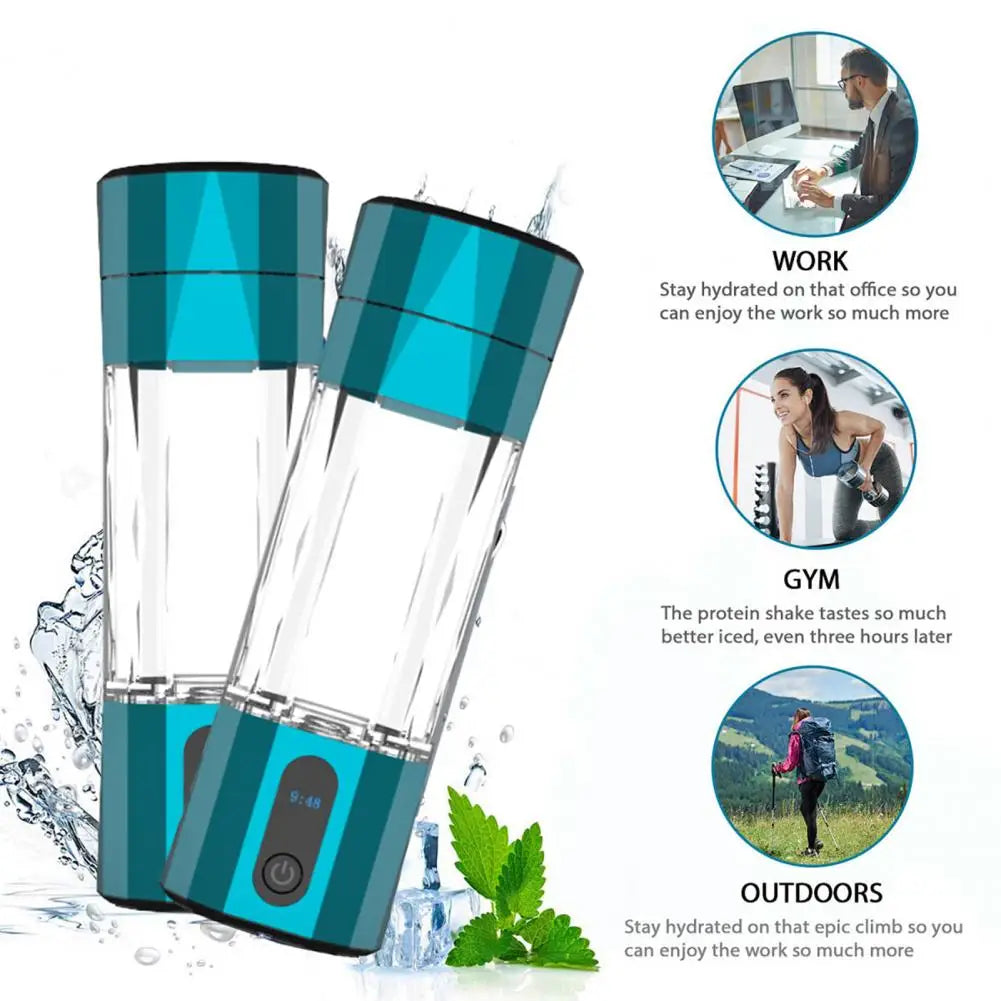 Oxygen Discharge Water Bottle Portable Hydrogen Water Ionizer Machine with Pem Technology for Home Travel 208ml Hydrogen Water