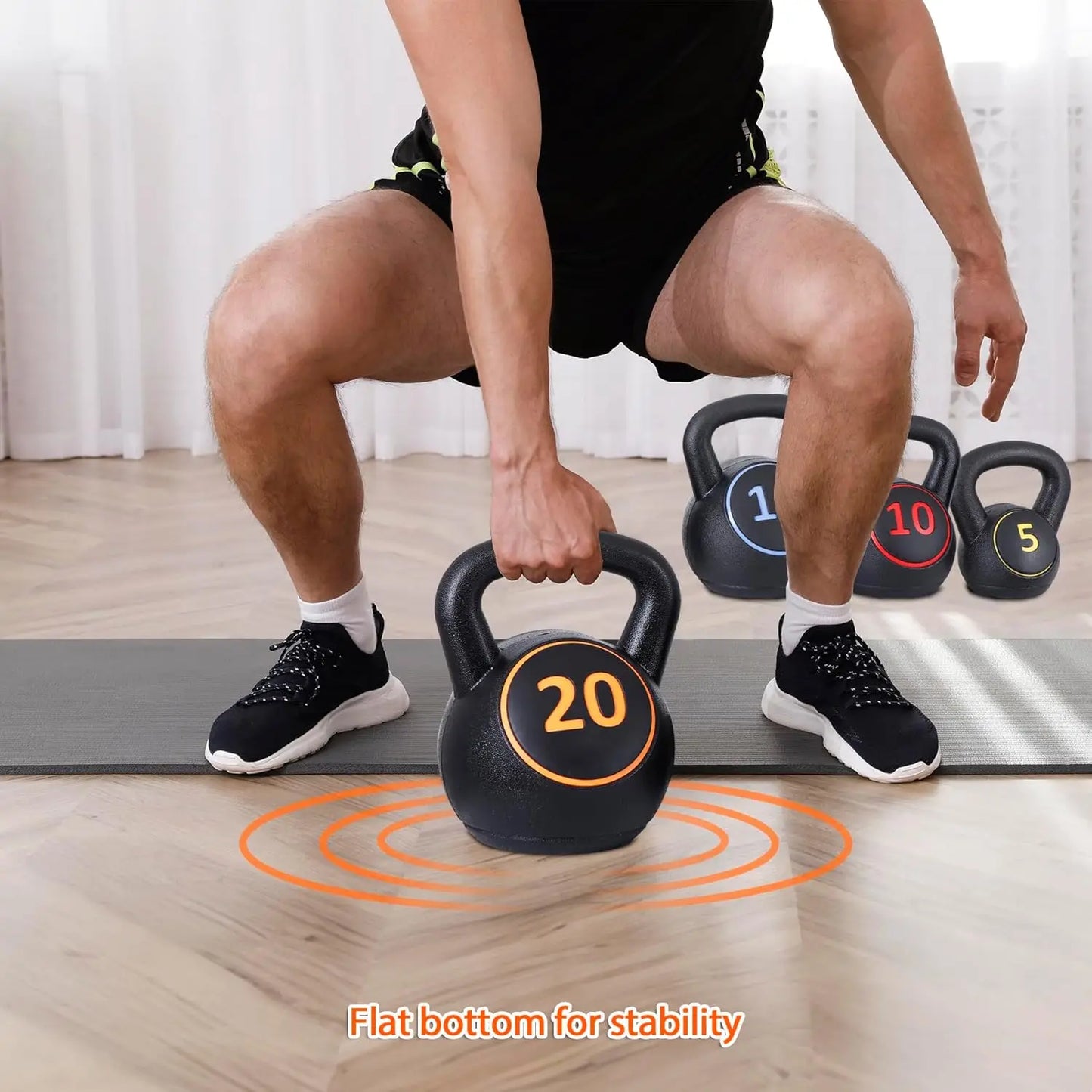 Kettlebell Sets, 4-Piece Kettlebells 5lb, 10lb, 15lb, 20 lb, Kettle Bell Weights for Dumbbel Weights Exercise, Strength Straingi