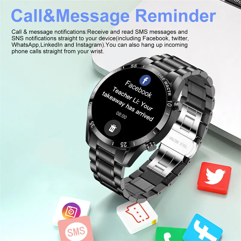 Stainless Steel Smart Watch Wrist Watch Mature Men Luxury Men Sport Fitness Bluetooth Call Mature Men's Smartwatch Outdoors